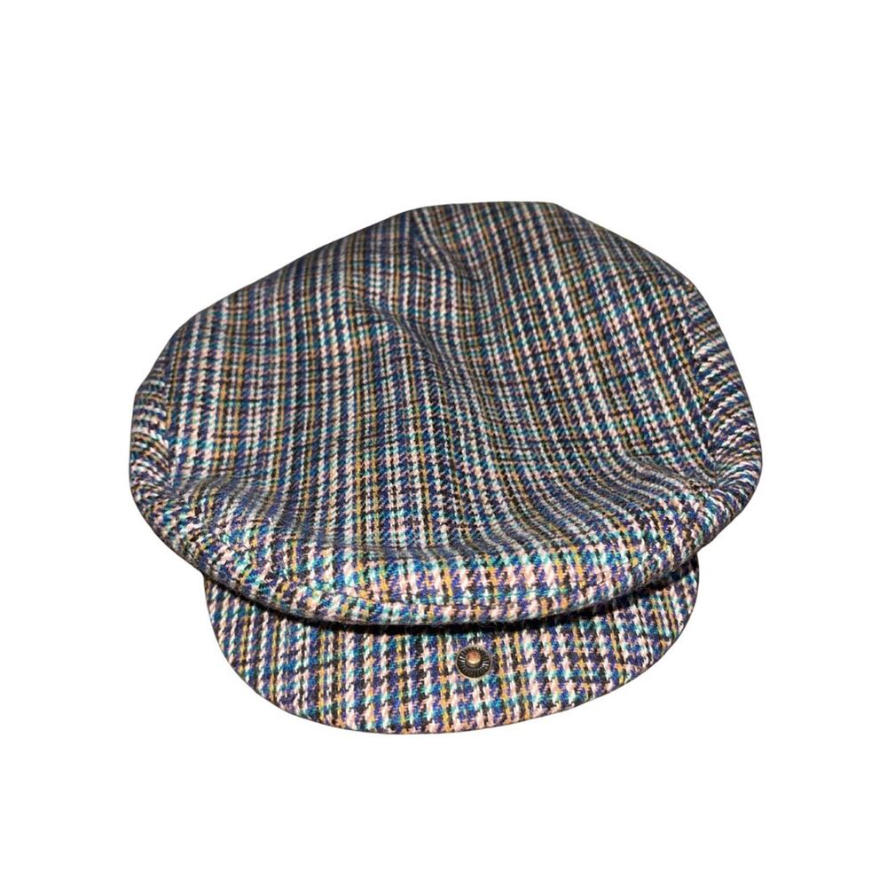 Brixton Hooligan Snap Cap Blue Plaid Size Medium 7 1/2  NWT Newspaper Boy